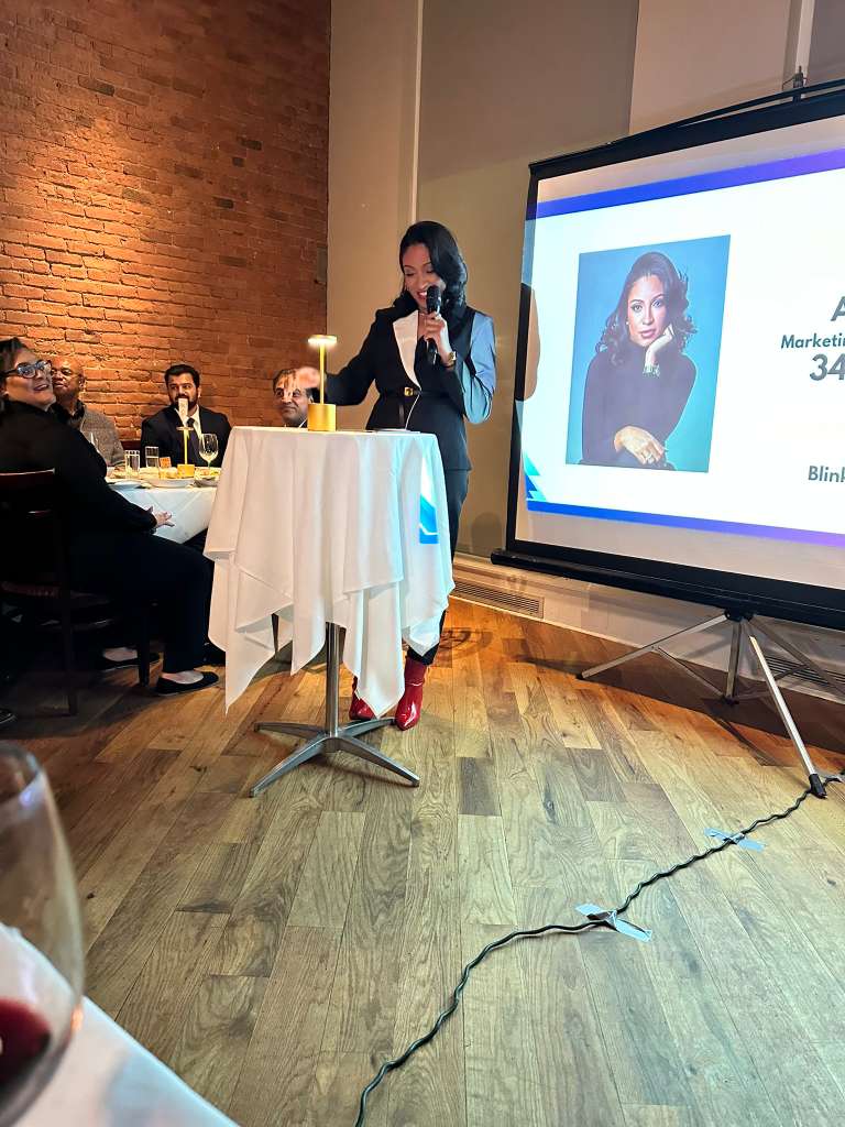 Andrea Beltre presenting to pharmacy industry leaders